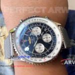 Perfect Replica Breitling Old Navitimer 01 Stainless Steel Mesh Strap Watch